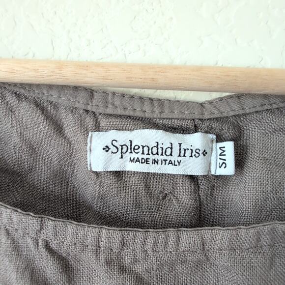 Splendid Iris Made in Italy 100% Linen Button Cropped Tank Top Gray S/M Small - Picture 4 of 7